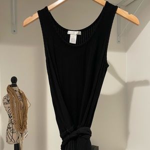 Black ribbed knit romper